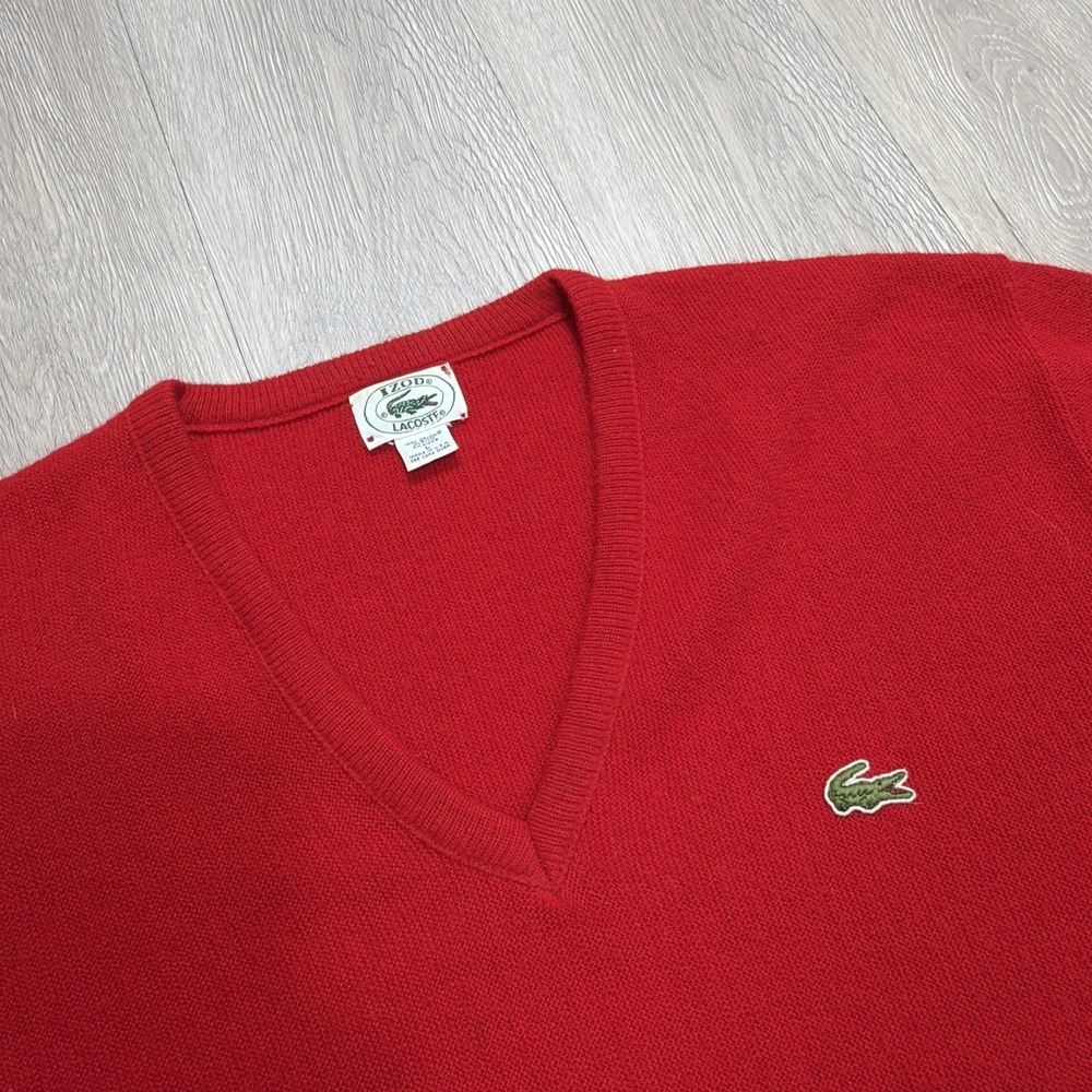 Vintage‎ Izod Lacoste Cardigan Sweater Mens Large V-Neck Tennis Preppy Made USA